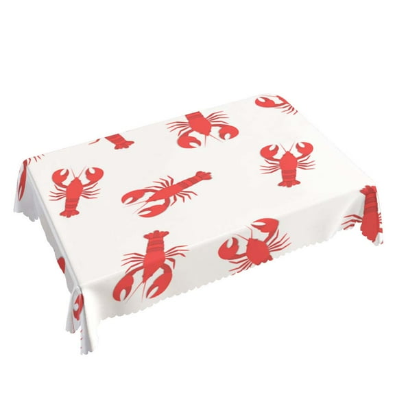 Yehwow White and Red Crawfish Rectangle Tablecloth 52x70 Inch Table Cover for Kitchen Dining Party Picnic Decor