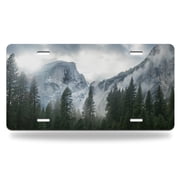 Yehwow Yosemite National Park Mountain Trees Mist Metal Car Plate Decorative Aluminum License Plate Tag Sign