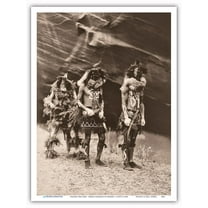 Yeibichai War Gods - Navajo Ceremony - The North American Indians - Vintage B&W Historical Photograph by Edward S. Curtis c.1904 - Master Art Print (Unframed) 9in x 12in