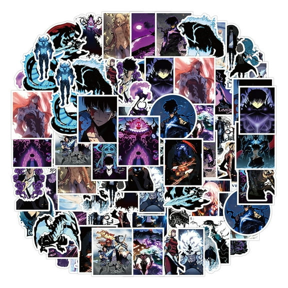 Yejue 50pcs Solo Leveling Stickers Japan Anime Vinyl Waterproof Stickers for Laptop Skateboard Water Bottles Computer Phone