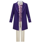 Yejue Anime Willy Wonka the Chocolate Factory Cosplay Costume Long Trench Uniform with Hat Christmas Party Suit