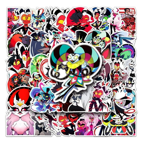 Yejue Helluva Boss Stickers 50PCS Cartoon Movie Hazbin Hotel Merch Stickers and Decals Vinyl Waterproof Stickers for Water Bottle,Car,Planner Skateboard Manga Gifts for Teens Adults