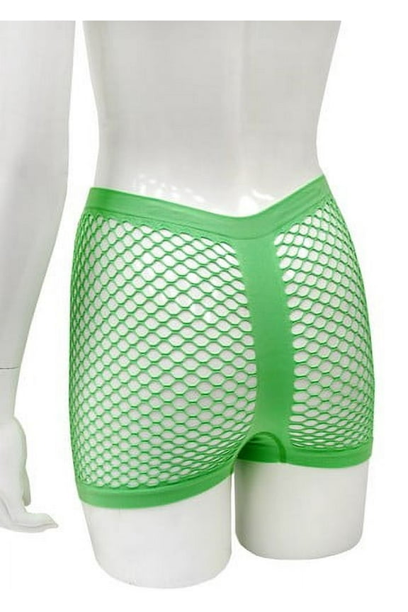 Ladies Stretchy Fishnet Boy Shorts Green Fishnet Boy Shorts