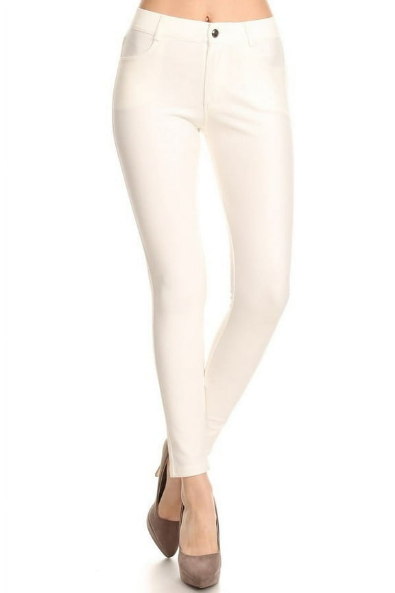 Lady's Mid-Rise Ponte Knit Skinny Pants Ivory - Women's Size s/m
