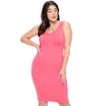 thumbnail image 1 of Yelete Lady's Scoop Neckline Body-Con Dress, Plus Size, Hot Pink, XL, 1 of 1