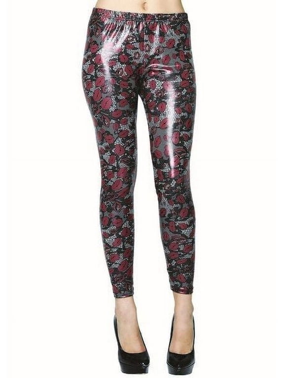Lips and Lace Women's Printed Liquid Leggings design by Stella Elyse - Women's Small/Medium