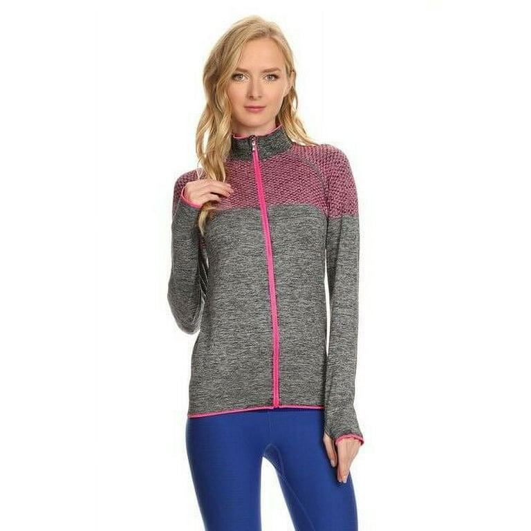 Yelete Stella Elyse Active Living Jacket Marled Knit Charcoal & Pink  contrast - Women's size Small/Medium