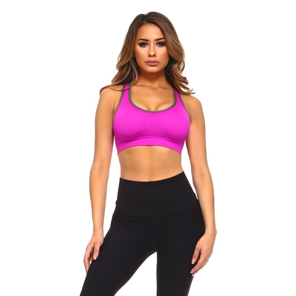 Yelete Women's Activewear Sports Bra, Purple Compression High Impact