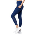 thumbnail image 1 of Yelete Women's High Waist Mesh Leggings with Moto Pockets, Navy Blue M, 1 of 4
