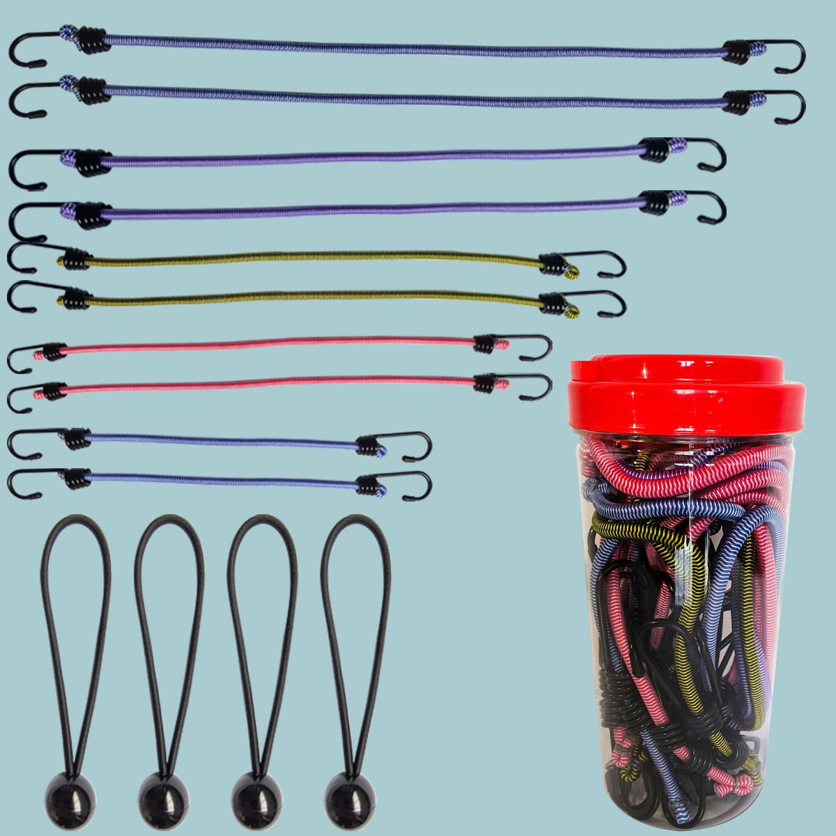 Yelier Bungee Cords Colorful and Multidimensional 14Piece, 1,75lb, UV