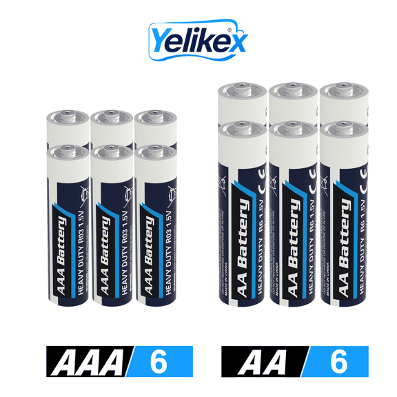 Yelikex AAA+AA Battery 12 Pack, Dual A Battery 1.5V R6P, Suitable for Home and Electronic Devices, 10-year Shelf Life
