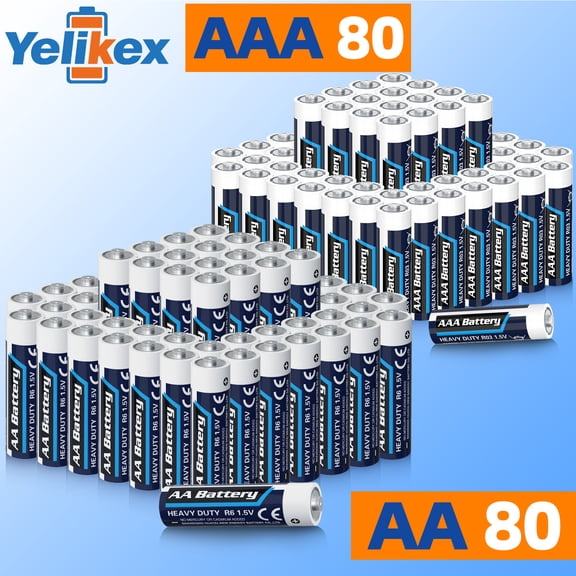 Yelikex AAA+AA Battery 160 Pack, Dual A Battery 1.5V R6P, Suitable for Home and Electronic Devices, 10-year Shelf Life