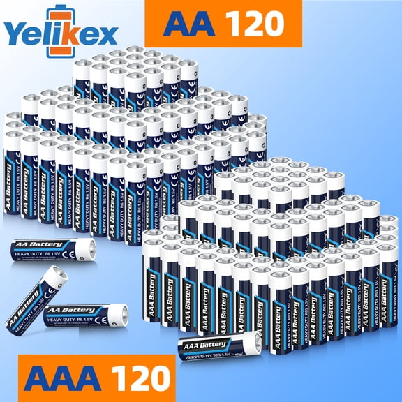 Yelikex AAA+AA Battery 240 Pack, Dual A Battery 1.5V R6P, Suitable for Home and Electronic Devices, 10-year Shelf Life