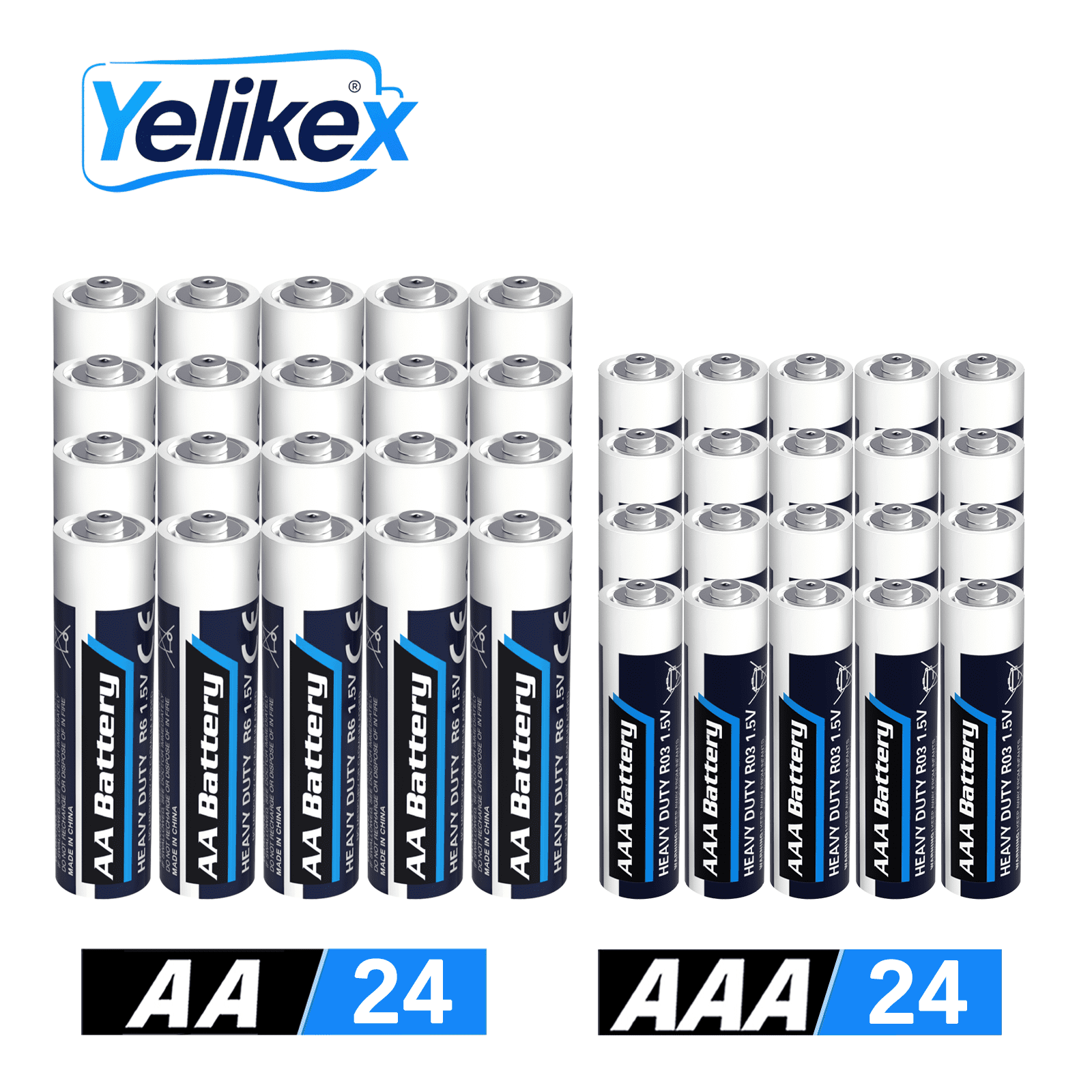 Yelikex AAA+AA Battery 48 Pack, Dual A Battery 1.5V R6P, Suitable for Home and Electronic Devices, 10-year Shelf Life