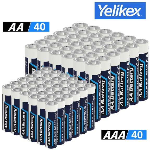 Yelikex AAA+AA Battery 80 Pack, Dual A Battery 1.5V R6P, Suitable for Home and Electronic Devices, 10-year Shelf Life