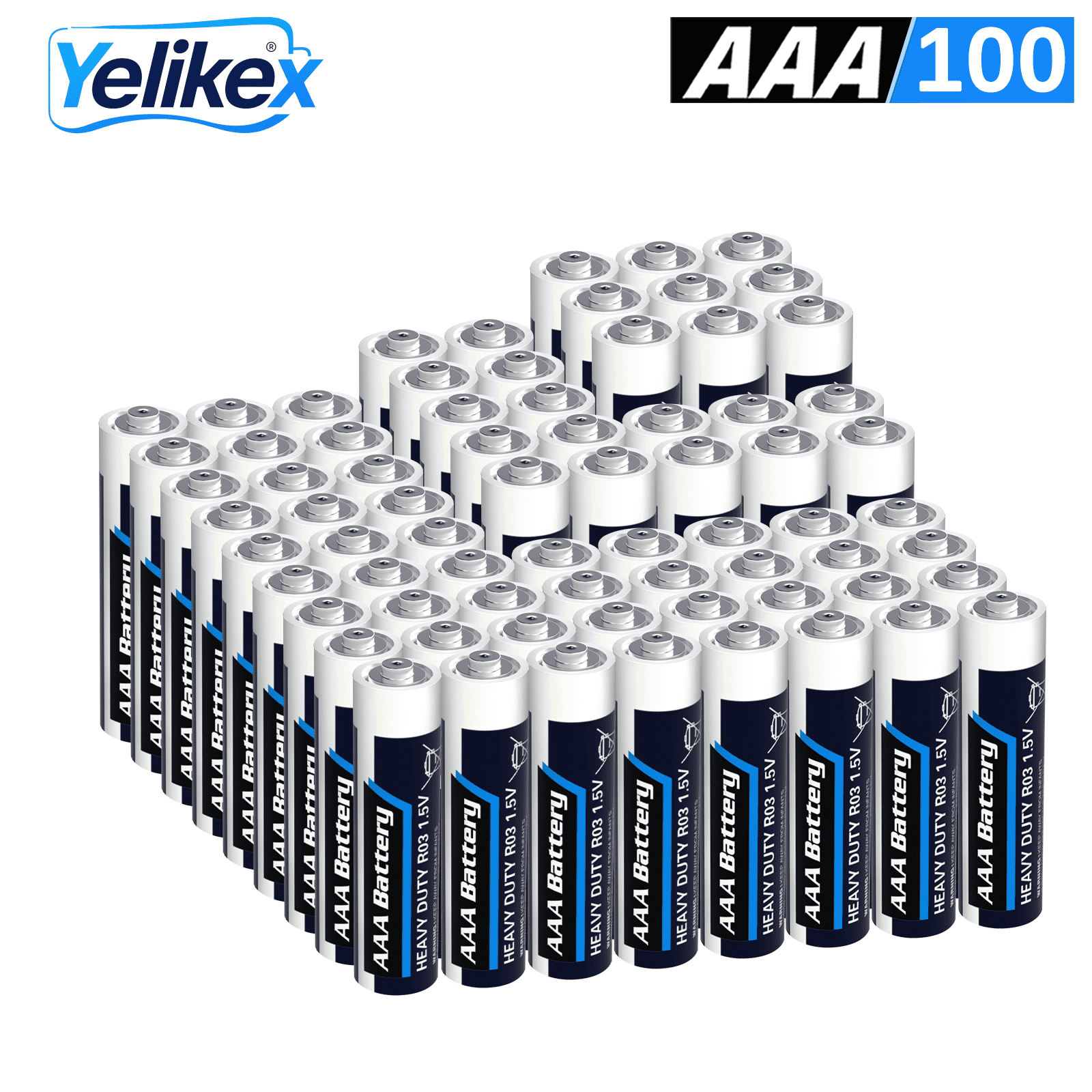Yelikex AAA Battery 100 Pack, Dual A Battery 1.5V R6P, Suitable for Home and Electronic Devices, 10-year Shelf Life