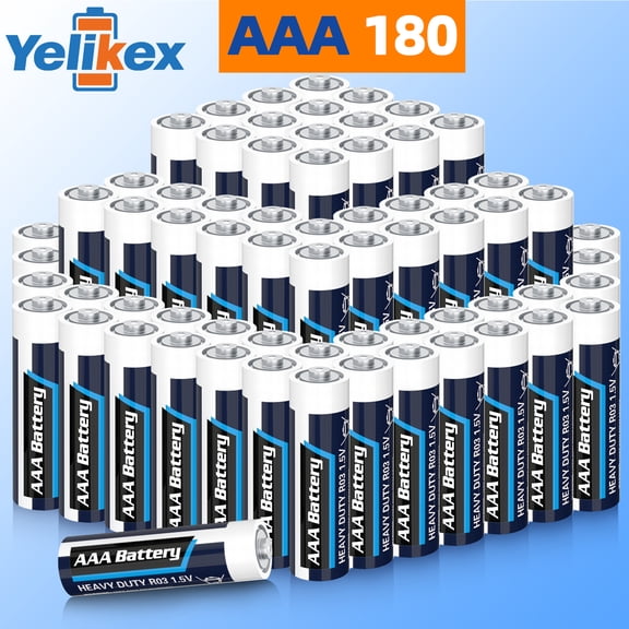 Yelikex AAA Battery 180 Pack, Dual A Battery 1.5V R6P, Suitable for Home and Electronic Devices, 10-year Shelf Life