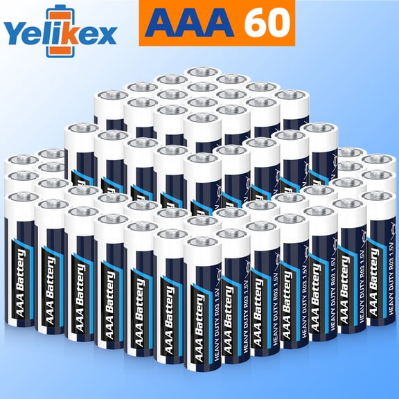 Yelikex AAA Battery 60 Pack, Dual A Battery 1.5V R6P, Suitable for Home and Electronic Devices, 10-year Shelf Life