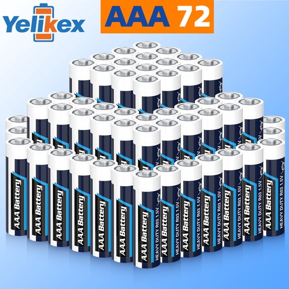 Yelikex AAA Battery 72 Pack, Dual A Battery 1.5V R6P, Suitable for Home and Electronic Devices, 10-year Shelf Life