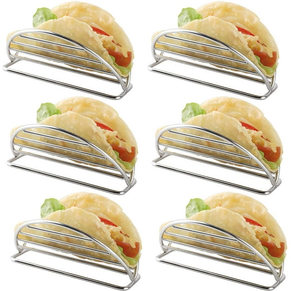 YellRin Taco Holder Stand Stainless Steel Taco Rack Tray Stand Up Holders Kitchen Set for Tortillas, Burritos, Parties & Restaurants (Taco Holders)