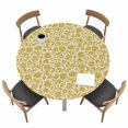 thumbnail image 1 of Yelllow Floral Fitted Tablecloth with Elastic Edged, Round Table Cloth for Dining Table, Vintage Rustic Plants Flowers Spring Waterproof Oil Proof Table Cover for Indoor Outdoor 45"-54", 1 of 8