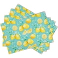 thumbnail image 1 of Yello Lemon Fruit Placemats Set of 4, Blue Floor Washable Dining Mat, Rectangle Linen 12 x 18in Non Slip Place Mat for Kitchen Dining Party Decoration, 1 of 6