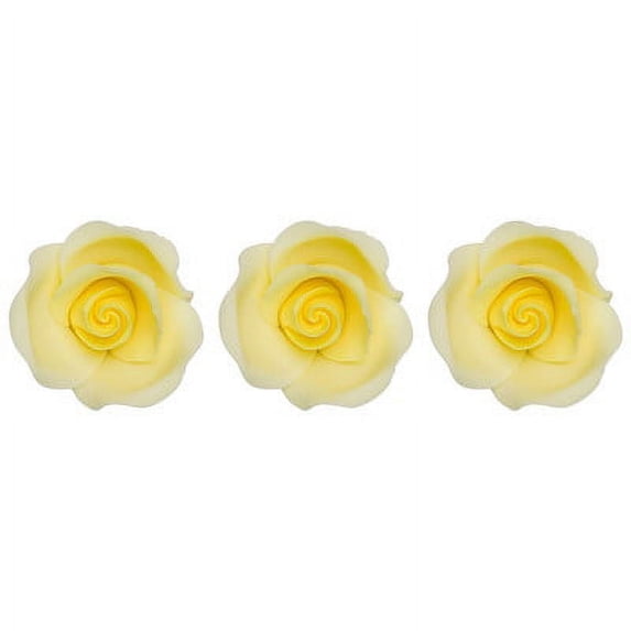 Yellow 1.5" Roses Edible SugarSoft Cake/Cupcake Decorations 6 ct