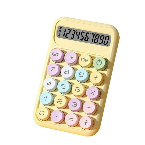 Yellow 10-Digit Mechanical Calculator, Portable Exam Accounting Machine, Compact scholar Desktop Calculator, Tactile Keypad for Sat Act office Office Travel, Battery Powered, Calculator*1
