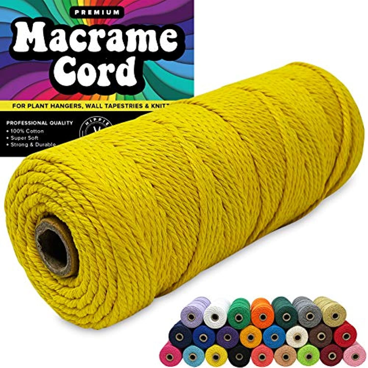 Macrame Cord 6mm x 175yd | 100% Natual Cotton Macrame Rope | 3 Strand  Twisted Cotton Cord for Handmade Plant Hanger Wall Hanging Craft Making,  Black