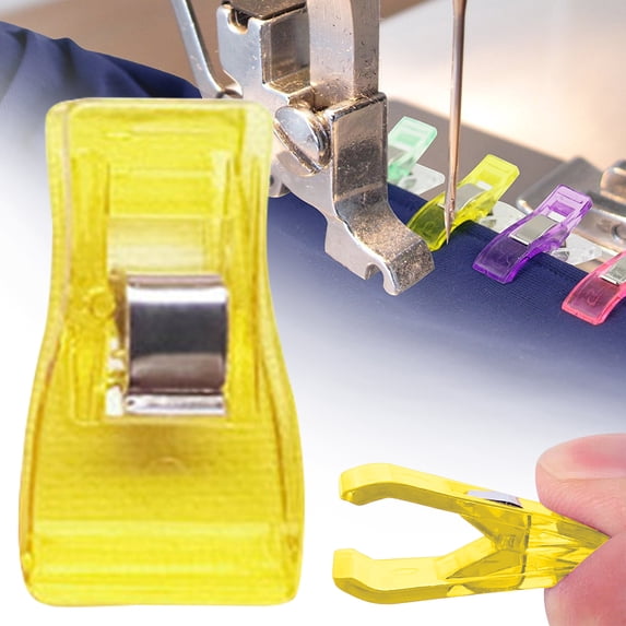 Yellow 100pc Office and Home Plastic Clips Label Holders 3x2 cm by Dusknt Multi Purpose Plastic Fabric Quilting Clips for Crafting Crocheting Knitting Quilting Accessories