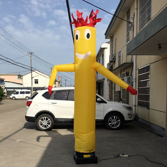 (Yellow) 10ft Inflatable Waving Tube Man, Red Sky Air Puppet Dancer Attachment Wacky Waving Dancing Tube Guy for Business Promotion, Party Decoration