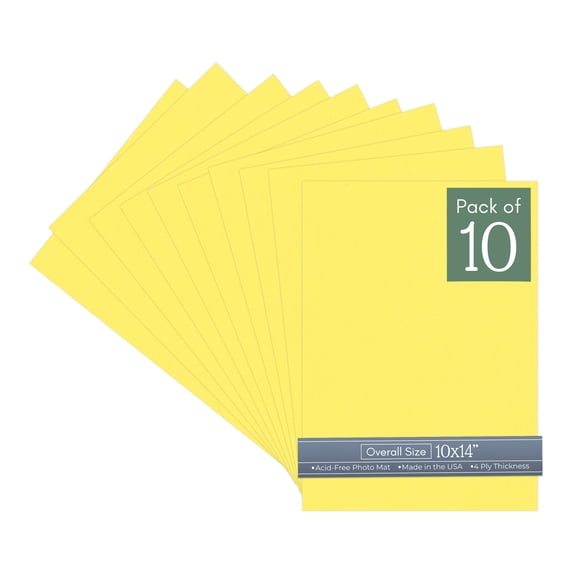 Yellow 10x14 Uncut Art Mat Board - No Opening - 10 Mats