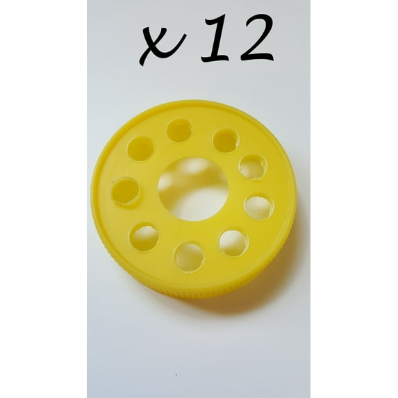 Yellow 12 Pack Plastic Mason Jar Flower Frog Lids - Flower Arrangement Lid