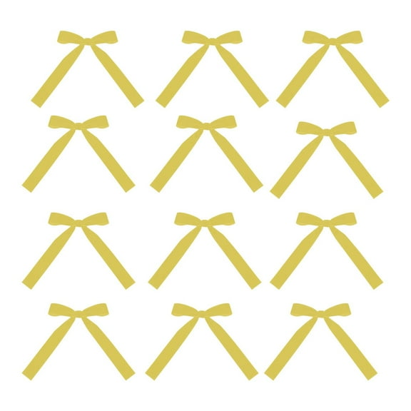 Yellow 12-Pack Wide Velvet Christmas Bow Ties, Large Decorative Tree Ornaments For Wreath, Gift, Party, Holiday Home Decor, Festive Xmas Craft