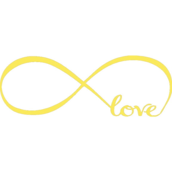 Picniva Infinity Symbol Love Wall Decal, Yellow, 12 x 33 in, Romantic Home Decor, Removable
