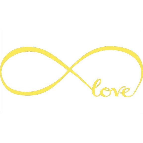 Yellow 12" x 33" Infinity Symbol Word Love Vinyl Art Decal