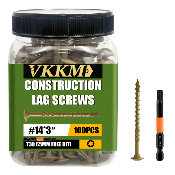 #14 X 3" Lag Screws, 100Pcs Torx Drive Tan Coated Exterior Structural Wood Screws, Construction Screws for Deck, Fence, WoodworkinG