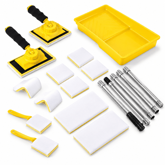 Yellow 15t Paint Edger Tool Kit with Extension Pole and 7 Inch Pad Set