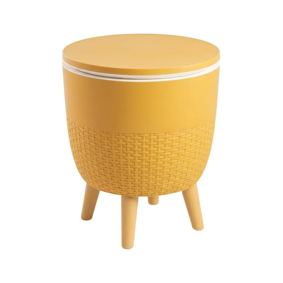 Yellow 2-In-1 Side Table And Cooler For Indoor And Outdoor Use