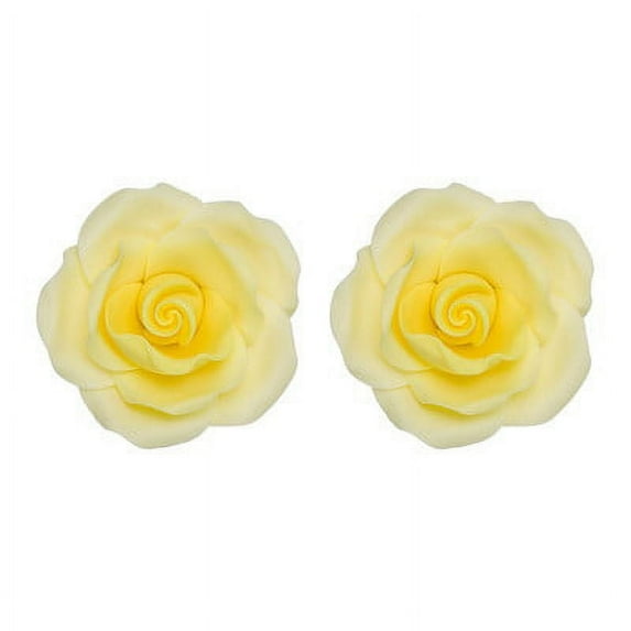Yellow 2" Roses Edible SugarSoft Cake/Cupcake Decorations 6 ct