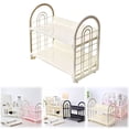 thumbnail image 1 of Yellow 2-Tier Desktop Storage Rack - Hollow Bookshelf Organizer for Dorm, Office & Students, Sturdy Plastic Tabletop Shelf, 1 of 9