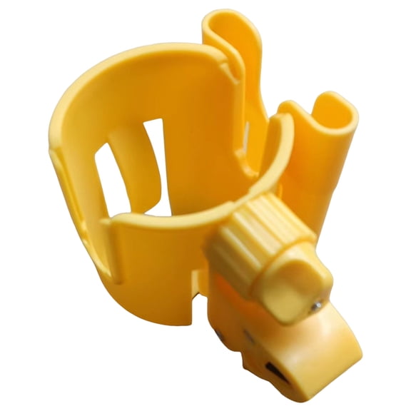 Yellow 2‑in‑1 Universal Stroller Cup Holder with Phone Holder, 360° Rotatable Adjustable Drink Bottle Organizer for Stroller, Bike, Wheelchair, Scooter & Shopping Cart