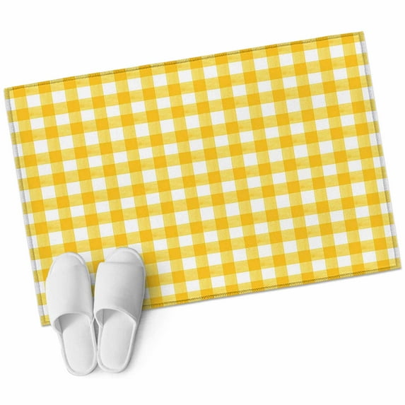 Yellow 2'x3' Washable Rug, Country French Rustic Buffalo Plaid Modern Art Non-Slip Soft Doormat Area Rugs for Entrance Bathroom Bedsides, Carpet for Kitchen Bedroom, Entryway Floor Mat