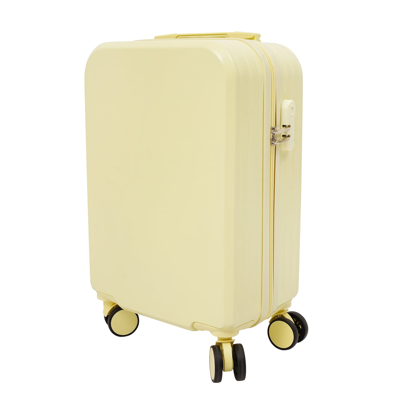 Yellow 20 inch Luggage Carry on Suitcase, 4 Wheels Hardshell Lightweight Rolling Suitcases Yellow with Cup Phone Holder and Charger Port