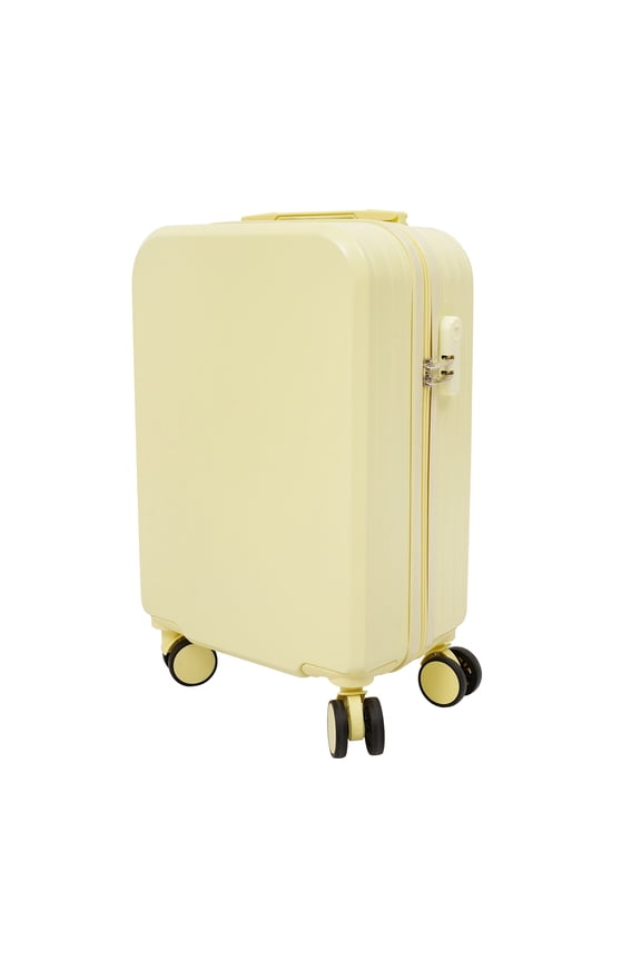 Yellow 20 inch Luggage Carry on Suitcase, 4 Wheels Hardshell Lightweight Rolling Suitcases Yellow with Cup Phone Holder and Charger Port