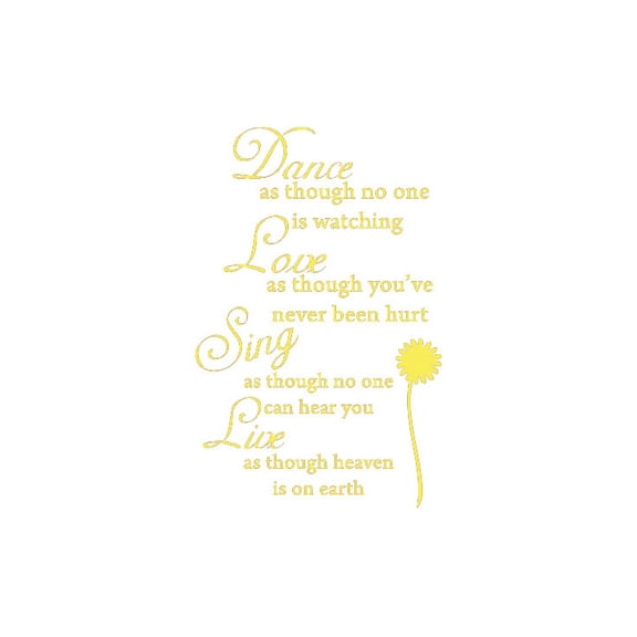 Yellow 22" x 34" Dance Love Sing Live Wall Quotes Vinyl wall art Inspirational quotes and saying home decor decal sticker