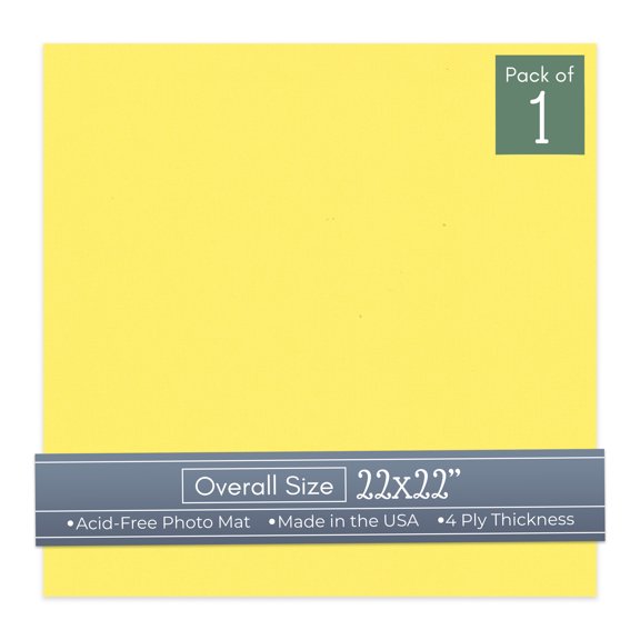 Yellow 22x22 Uncut Art Mat Board - No Opening - 1 Mat