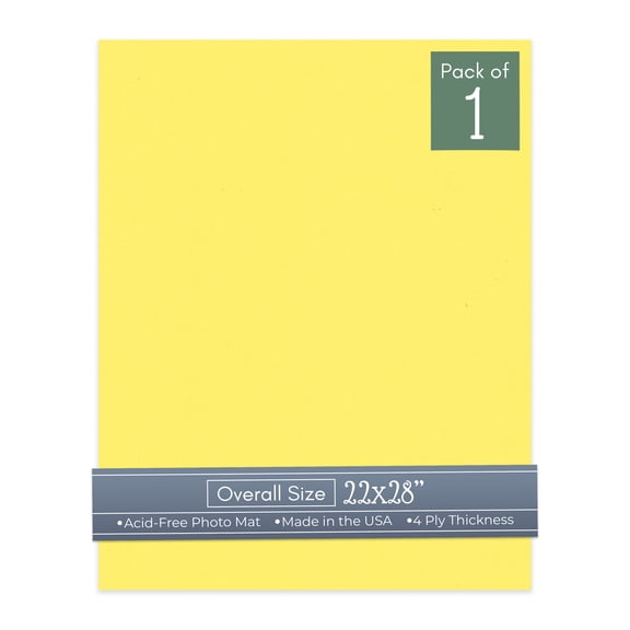 Yellow 22x28 Uncut Art Mat Board - No Opening - 1 Mat