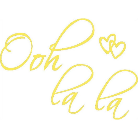 Yellow 24.5" X 18" OOH LA LA Paris France Hearts Love Quote Vinyl Wall Decal Decor Art Sticker