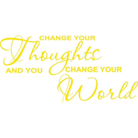 Yellow 29" x 14" Change Your Thoughts And You Change Your World Vinyl Wall Art Home Decor Decal Sticker